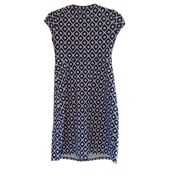 Boden blue & white geometric mini sun dress women’s 4 petite cotton & cool - Picture 4 of 4